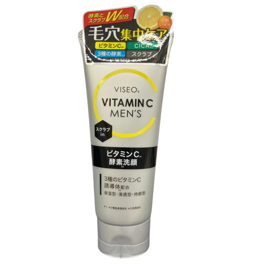 VISEO Men’s Vitamin C Enzyme Face Wash Scrub 130g – Made in Japan product image front side